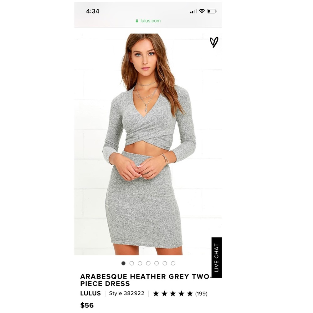 Lulus Heather Grey Two piece dress. Worn once!